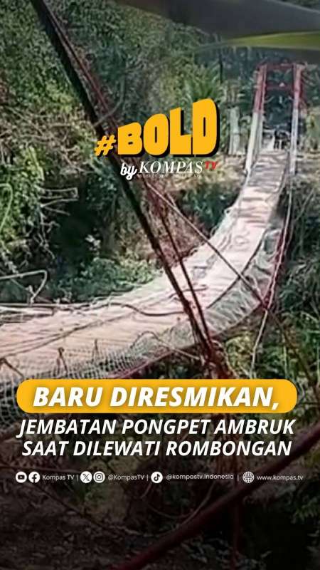 BARU DIRESMIKAN, JEMBATAN PONGPET AMBRUK SAAT DILEWATI ROMBONGAN