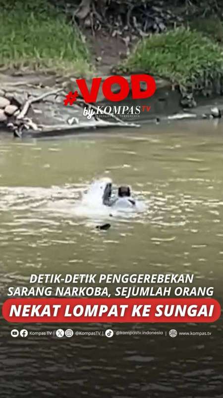 DETIK-DETIK PENGGEREBEKAN SARANG NARKOBA, SEJUMLAH ORANG NEKAT LOMPAT  KE SUNGAI