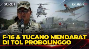 FULL! TNI AU Uji Coba Pendaratan Pesawat Tempur F-16 & Super Tucano Di Tol Probolinggo