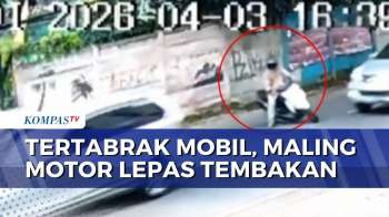 Pencuri Motor Di Bandar Lampung Tertabrak Mobil Dan Jatuh, Rekan Pelaku Lepas Tembakan