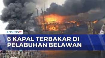 6 Kapal Ikan Terbakar Di Pelabuhan Belawan Medan, 10 Unit Mobil Damkar Diterjunkan Ke Lokasi
