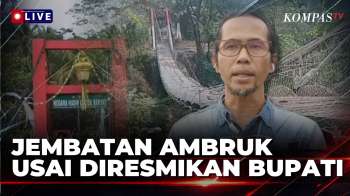 Jembatan Gantung Di Pangandaran Ambruk Usai Diresmikan Bupati, Diduga Kelebihan Beban