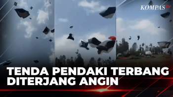 Momen Tenda Pendaki Gunung Sumbing Beterbangan Diterjang Angin | KOMPAS PETANG