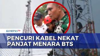 Kepergok Curi Kabel, 2 Pria Nekat Panjat Menara BTS Setinggi 70 Meter Di Lampung Selatan