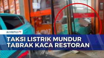 Detik-Detik Mobil Taksi Listrik Tabrak Kaca Restoran Di Tangerang | SAPA PAGI