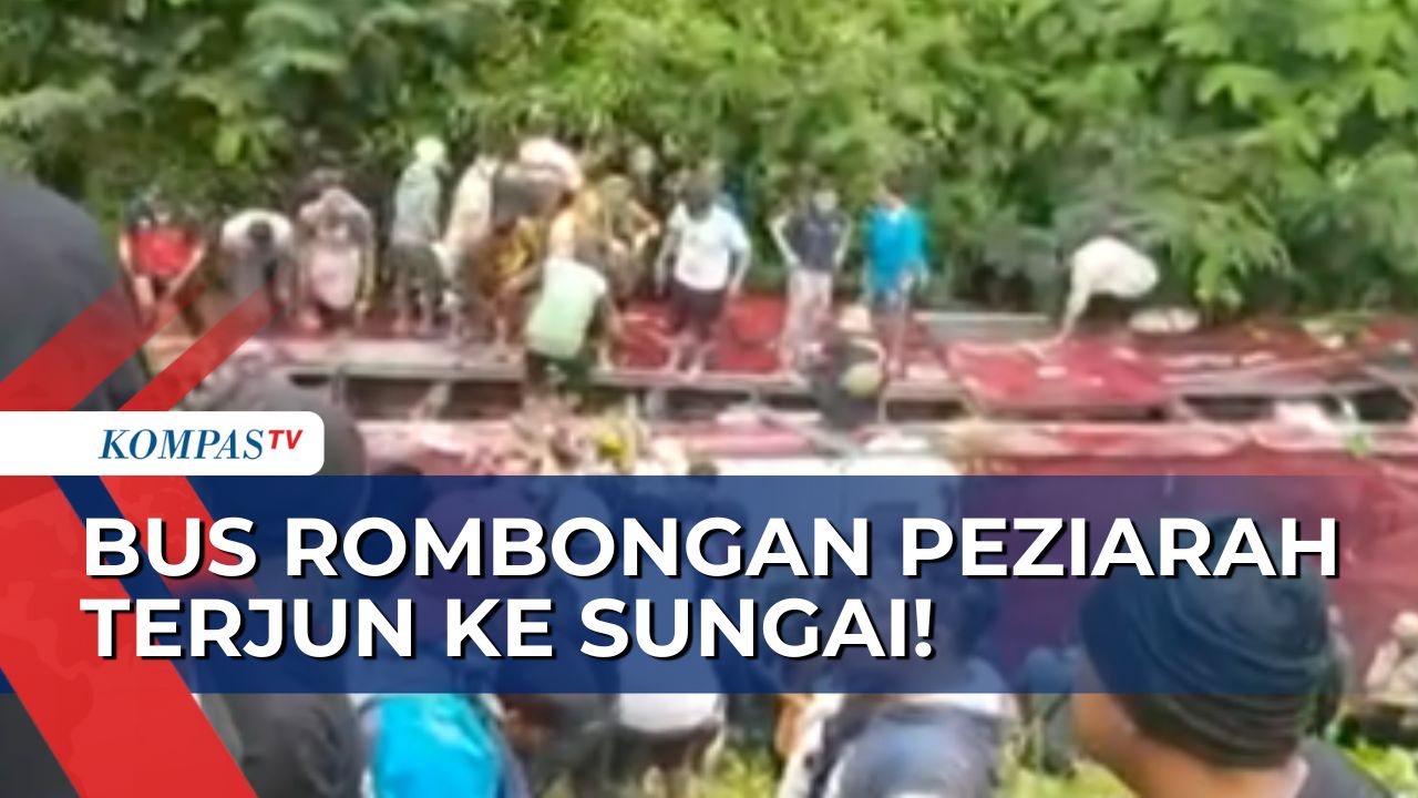 Bus Berisi Rombongan Peziarah dari Tangerang Terjun ke Sungai Awu Tegal, 1 Korban Jiwa!