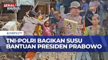 Presiden Prabowo Melalui TNI-Polri Berikan Susu Ke Anak-Anak Pengungsi Bencana Di Tapsel | JMP