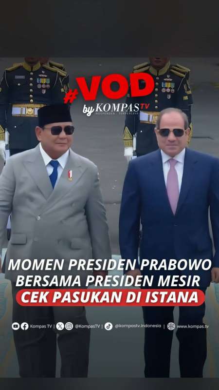 Momen Presiden Mesir El-Sisi Bersama Prabowo Periksa Pasukan Di Halaman Istana