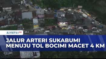 Gambar Udara Jalur Arteri Sukabumi Menuju Tol Bocimi Macet 4 Km Pada Minggu 29 Maret 2026