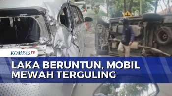 Mobil Mewah Terguling Di Surabaya Usai Tabrakan Beruntun Dengan 6 Mobil Lain | KOMPAS PETANG