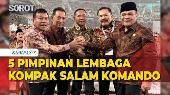 Potret Kompak 5 Pimpinan Lembaga, Kapolri hingga Jaksa Agung Salam Komando di Harkopnas
