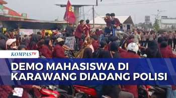 Demo Mahasiswa Di Karawang Diadang Polisi, Sempat Terjadi Saling Dorong | KOMPAS PETANG