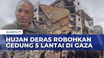 Penampakan Gedung Lima Lantai Runtuh di Gaza, Hujan Deras Perparah Kerusakan