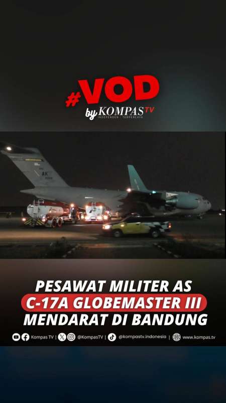 Detik-Detik Pesawat Militer AS Boeing C-17A Globemaster III Mendarat Di Bandung