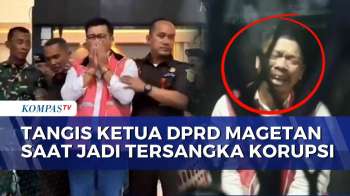 Jadi Tersangka Korupsi, Ketua DPRD Magetan Nangis saat Digiring Naik Mobil Tahanan