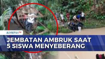 Jembatan Gantung Di Lebak Ambruk Saat 5 Siswa Menyeberang Dengan Motor, 1 Orang Dirujuk Ke RS
