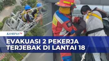 Dramatis! Evakuasi Dua Pekerja Terjebak Gondola Lantai 18 Di Pademangan Jakarta Utara