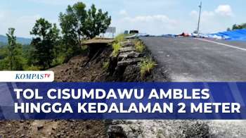 Jalan Tol Cisumdawu Ambles Hingga Kedalaman 2 Meter, Lalu Lintas Diberlakukan Contra Flow