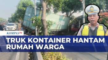 Sopir Diduga Mengantuk, Truk Kontainer Bermuatan Alat Berat Tabrak Rumah Di Surabaya | KOMPAS PETANG