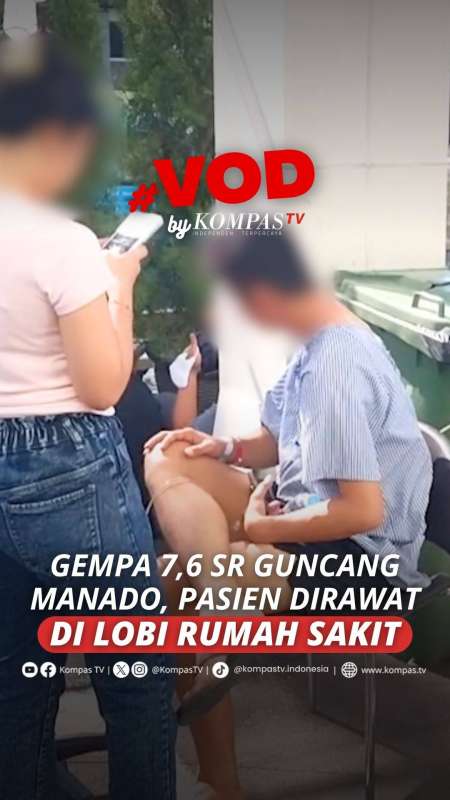 GEMPA 7,6 SR GUNCANG MANADO, PASIEN DIRAWAT DI LOBI RUMAH SAKIT