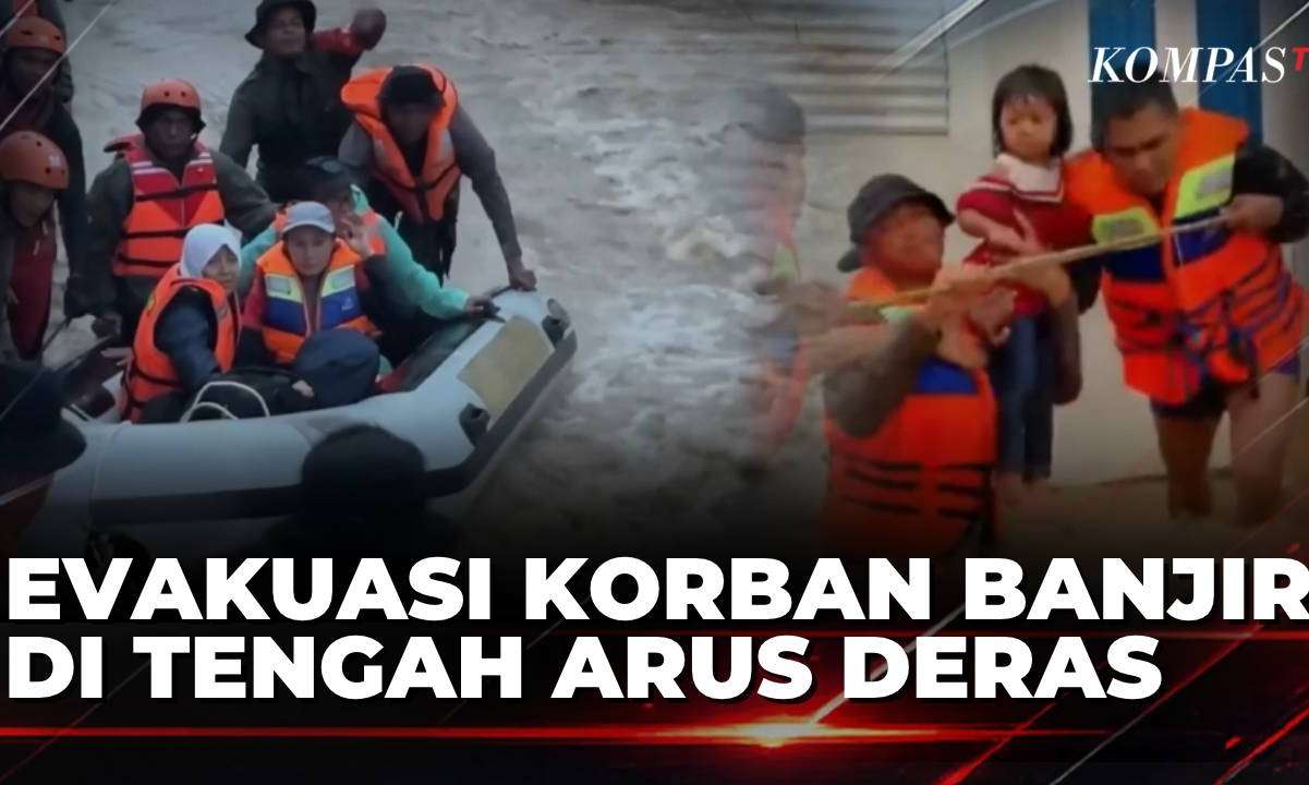 Di Tengah Derasnya Arus, Tim SAR Evakuasi Korban yang Terjebak Banjir di Padang