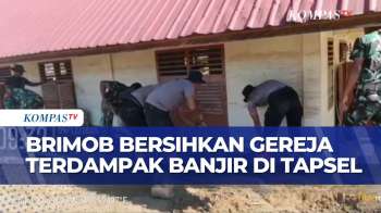 Jelang Natal, Brimob Polda Sumut Bersihkan Gereja Terdampak Banjir Di Tapsel| SAPA MALAM